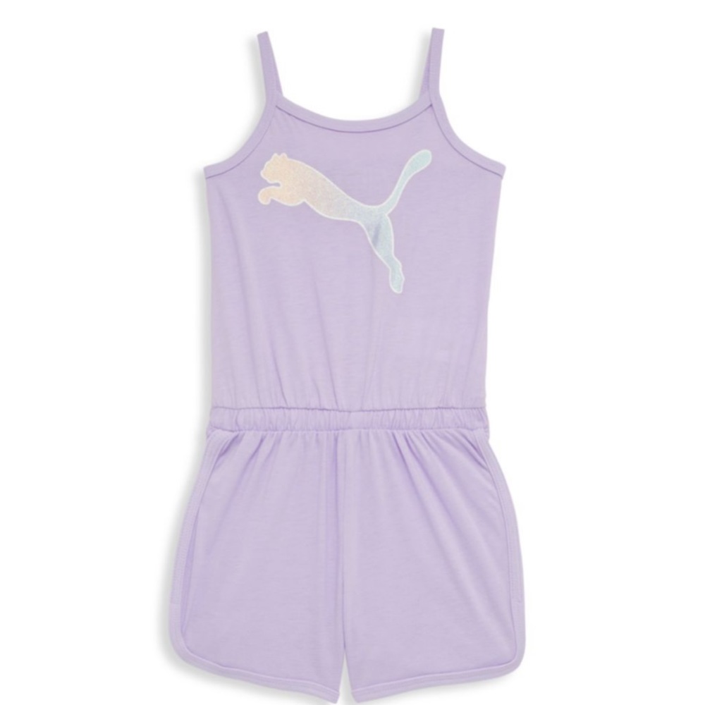 Puma Logo Girls Spaghetti Strap Purple Romper